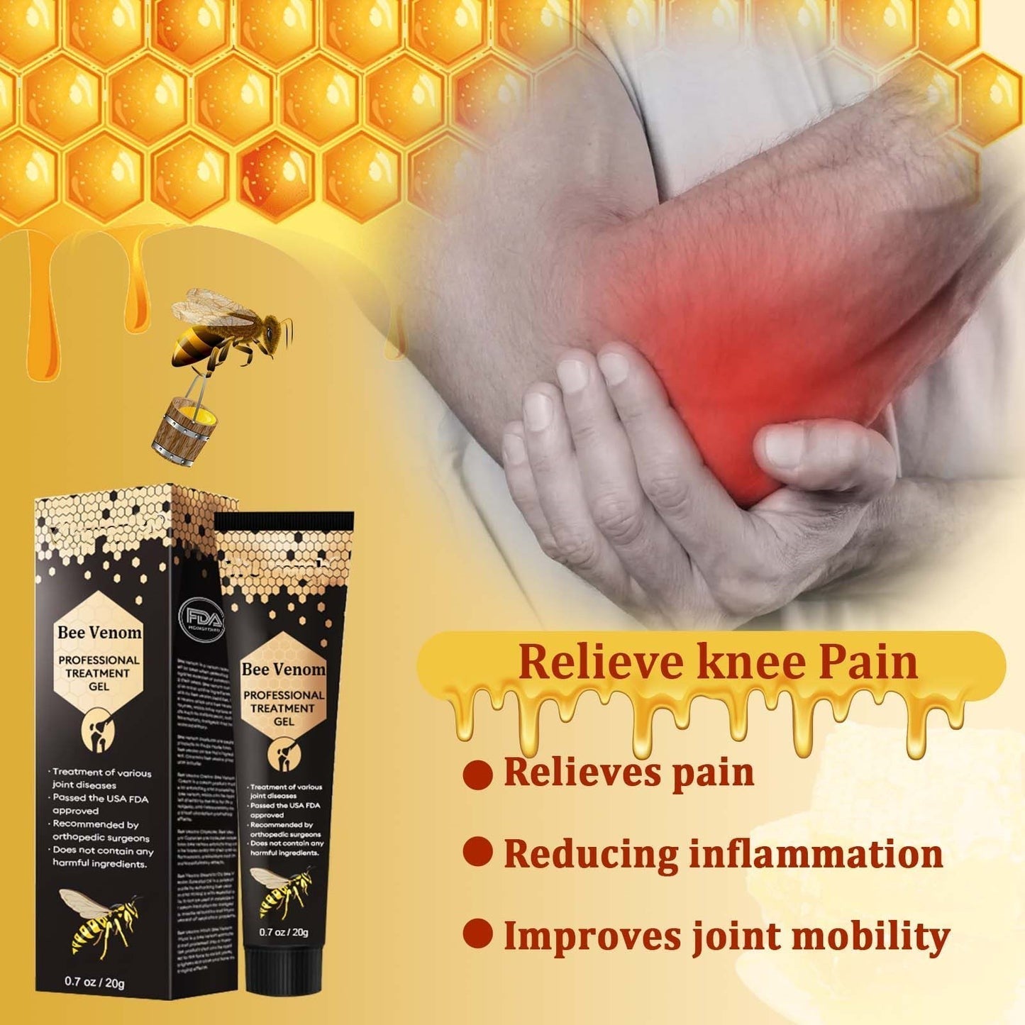 🐝MOONBIFFY™ New Zealand Bee Venom Joint Relief Gel(New Zealand Bee Extract - Specializes in the treatment of orthopedic conditions and arthritic pain)